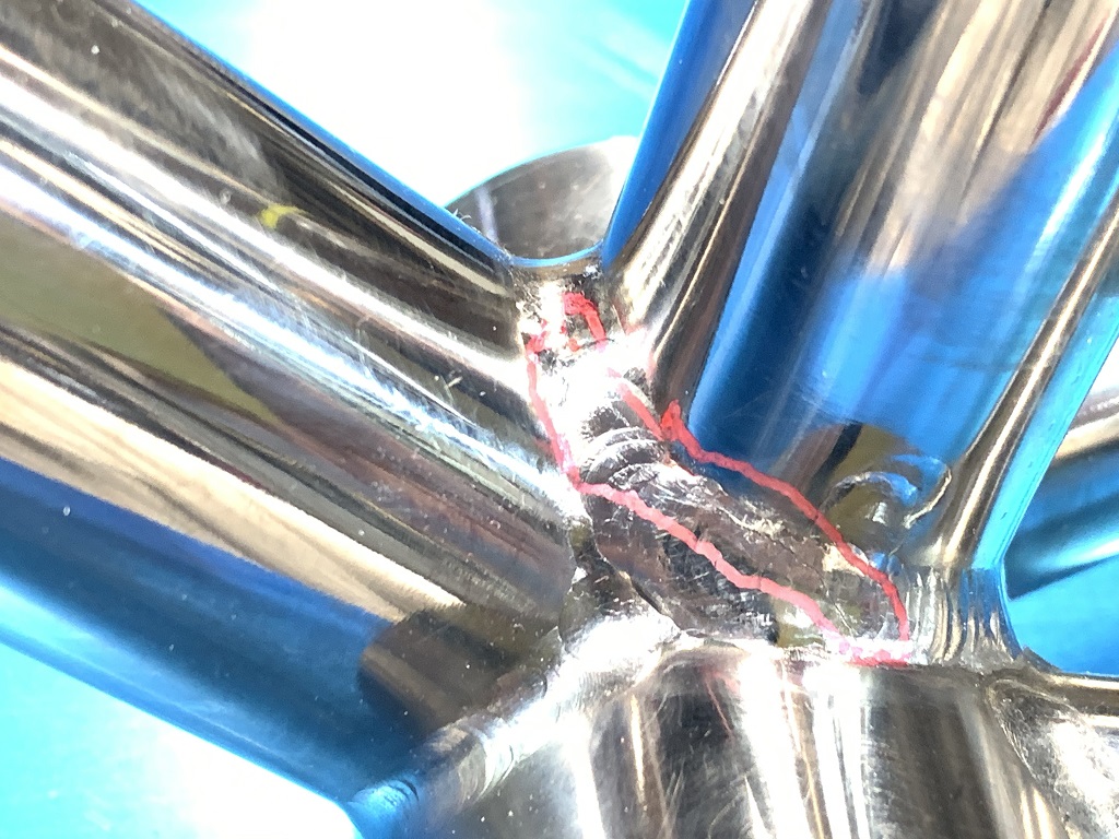 チタン製バイク フレーム(自転車)の溶接修理1